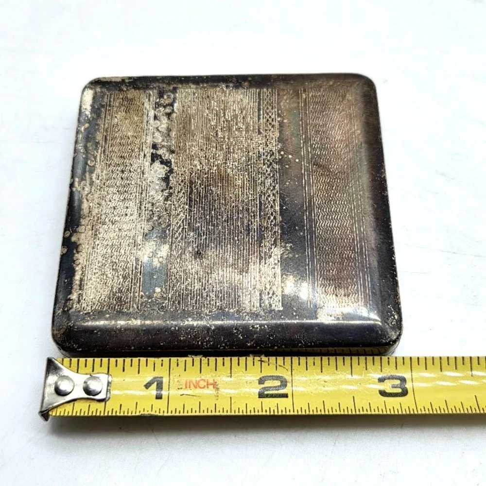 Vintage Silver Makeup Mirror Compact Vanity Travel Collectible 1950s-1979 US